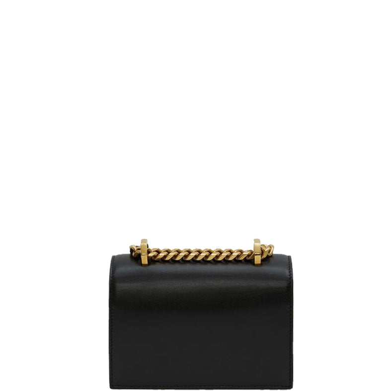 Jewelled Knuckle Satchel Mini Smooth, Black/Gold