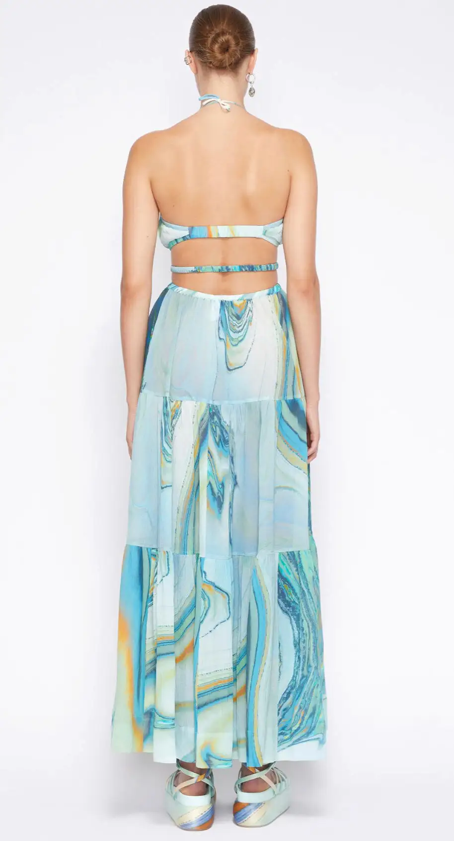 Jonathan Simkhai - Shailene Marble Printed Laurel Cut Out Maxi Dress - Laguna Marble