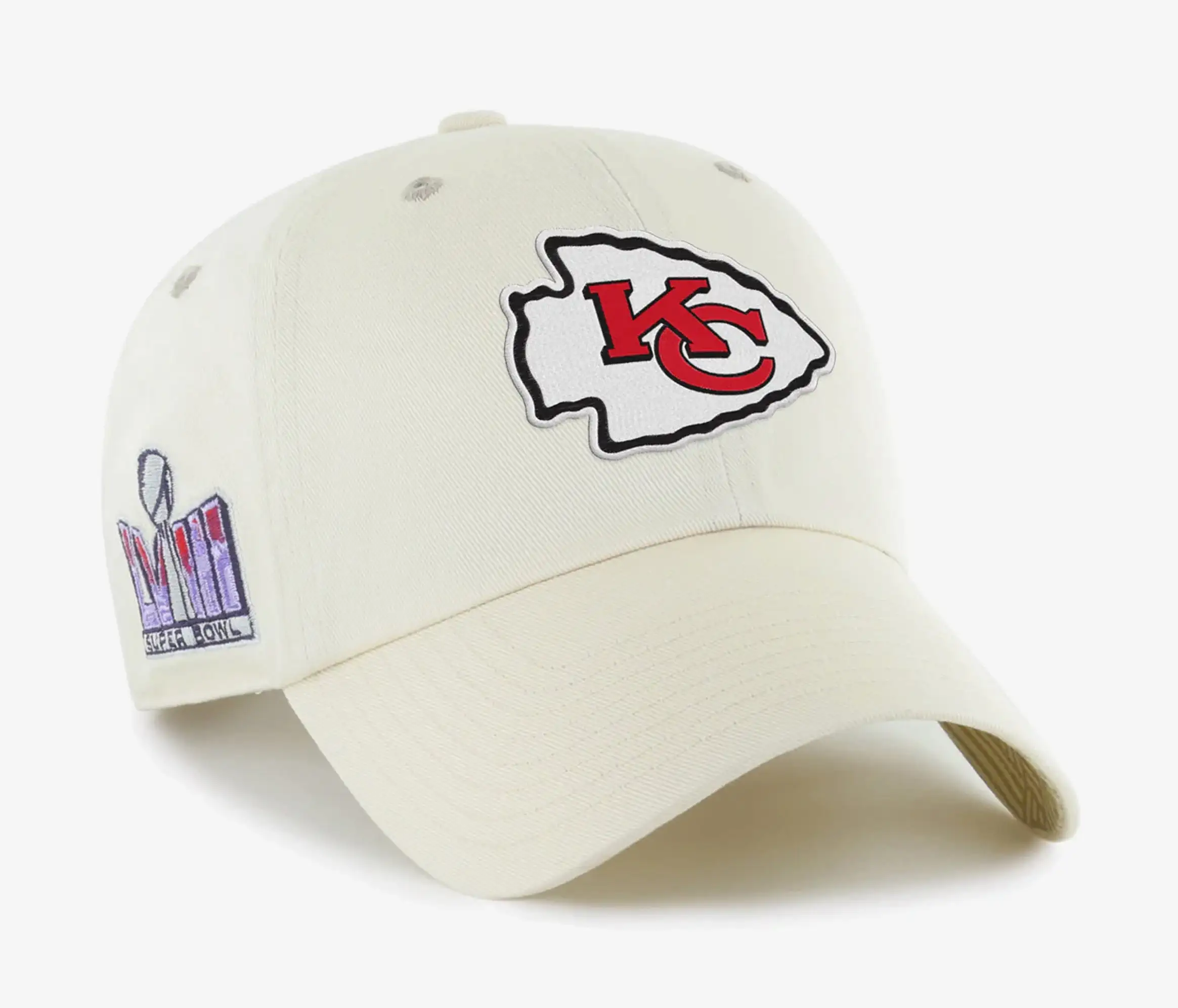 Kansas City Chiefs Superbowl LVIII '47 Clean Up Mens Hat (Beige/Red)