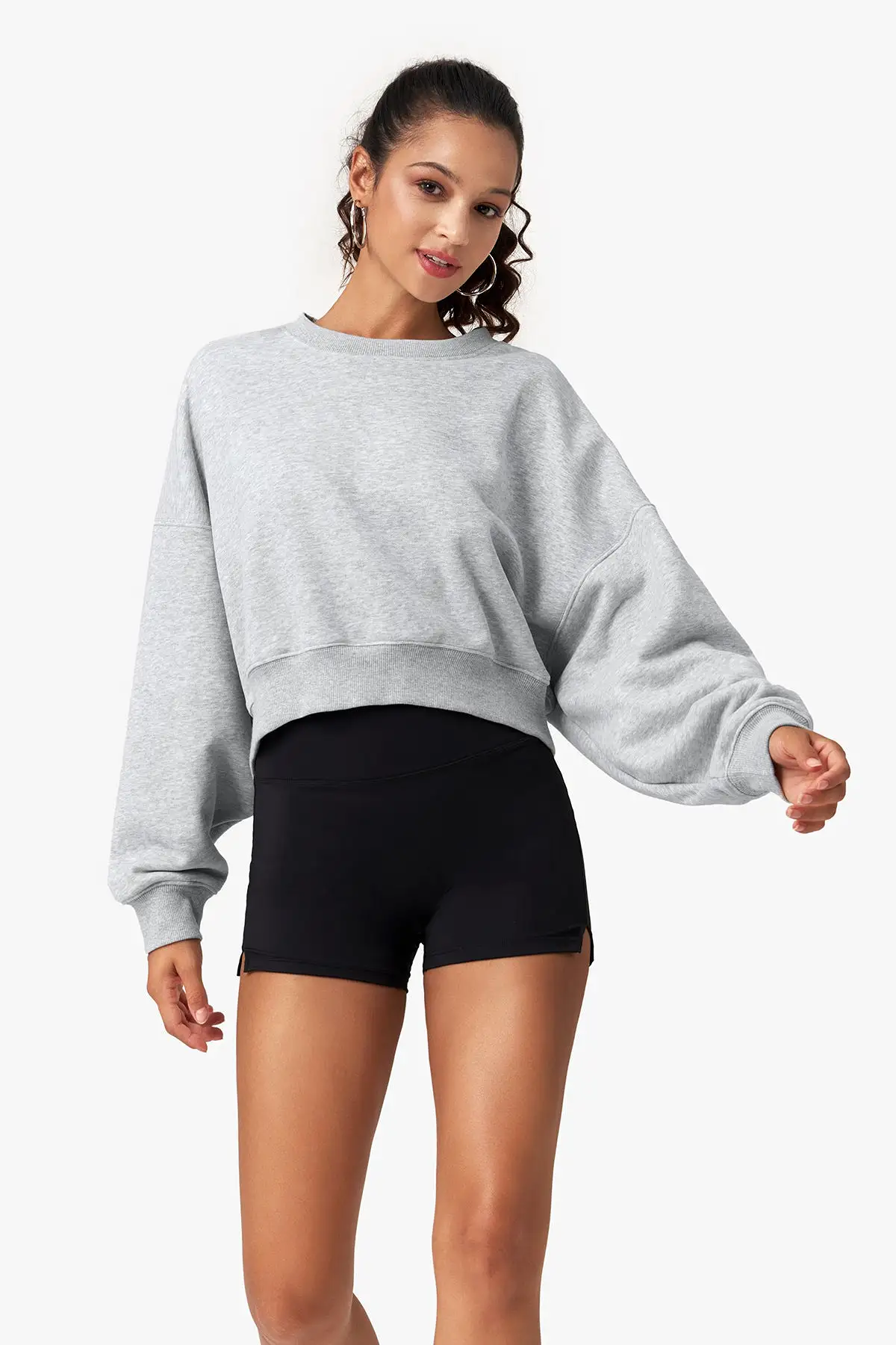 Loose Fit Short Batwing Sleeve Sweatshirt