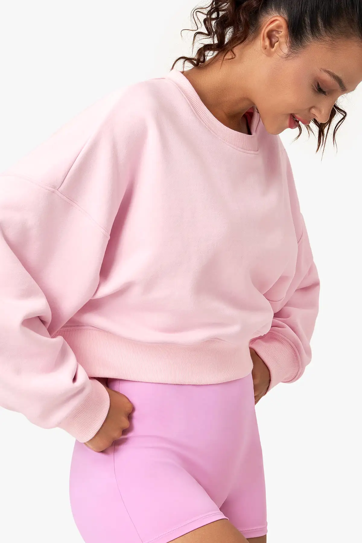 Loose Fit Short Batwing Sleeve Sweatshirt