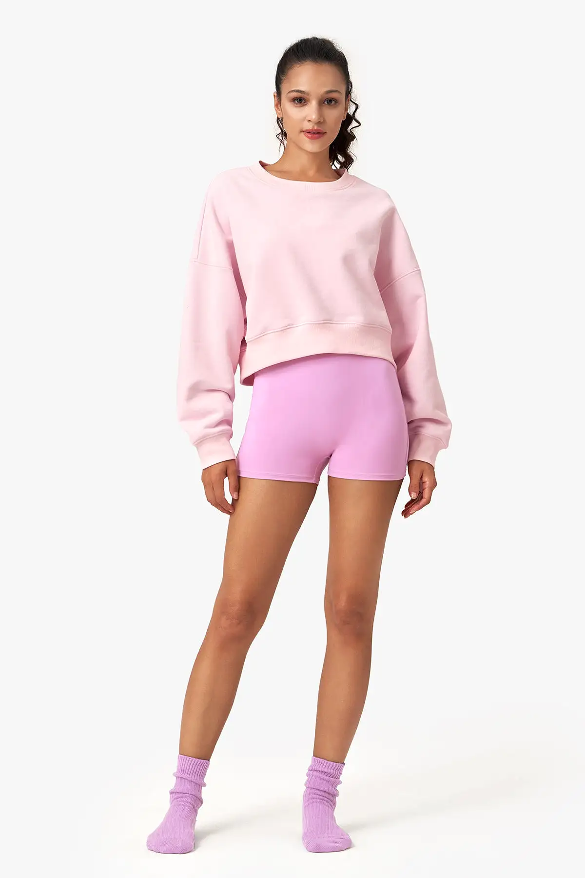 Loose Fit Short Batwing Sleeve Sweatshirt