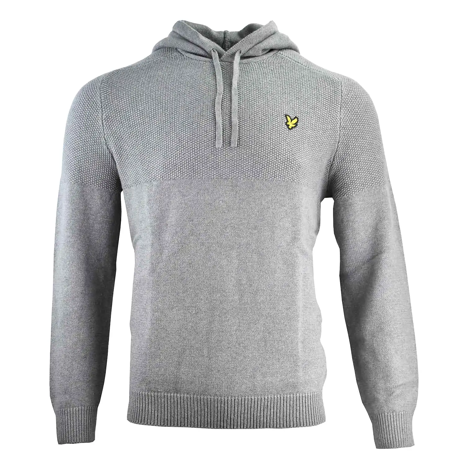 Lyle & Scott Seed Stitch Knitted Hoodie - Mid Grey Marl