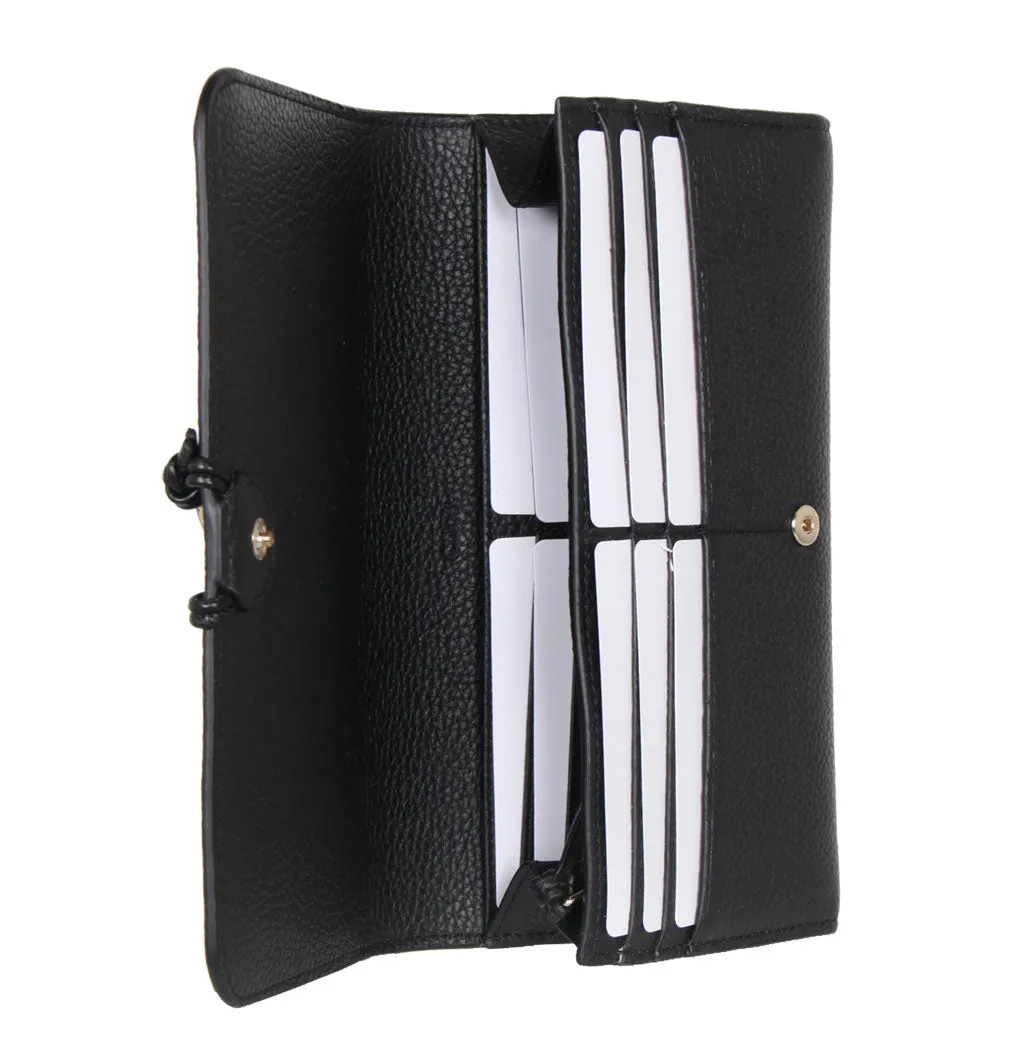 Malou Flap Long Wallet, Black