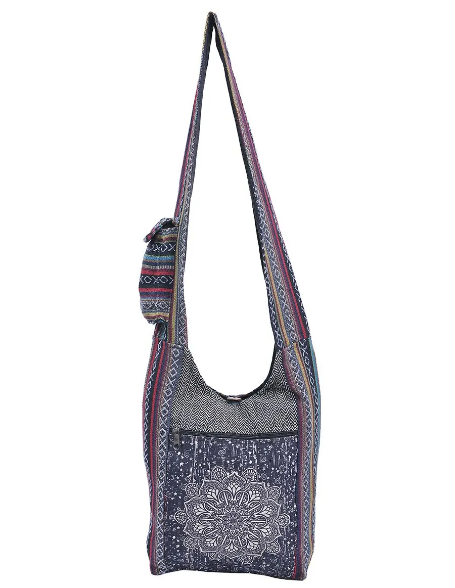 Mandala Black Printed Hobo