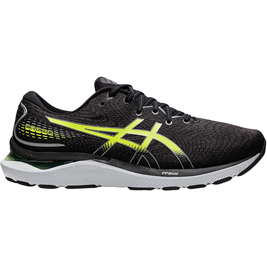 Men's Asics GEL-Cumulus 24, Black/Hazard Green, 9.5 D Medium