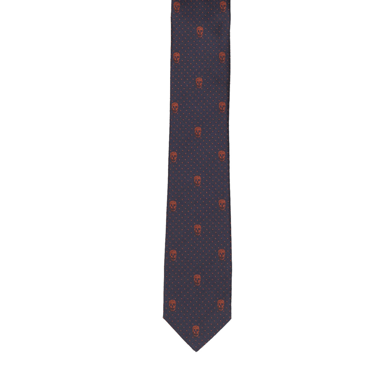 Men's Tie 5cm Skull Dot, Navy/Brown