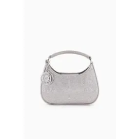 Mini bag hobo in raso con strass donna Argento