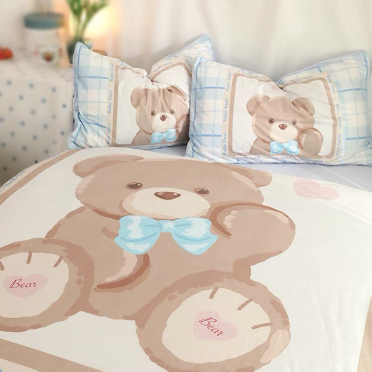 Morning bear milky fleece bedding set soft