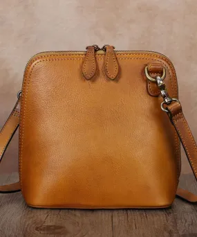 New Retro Brown Solid Durable Calf Leather Satchel Handbag