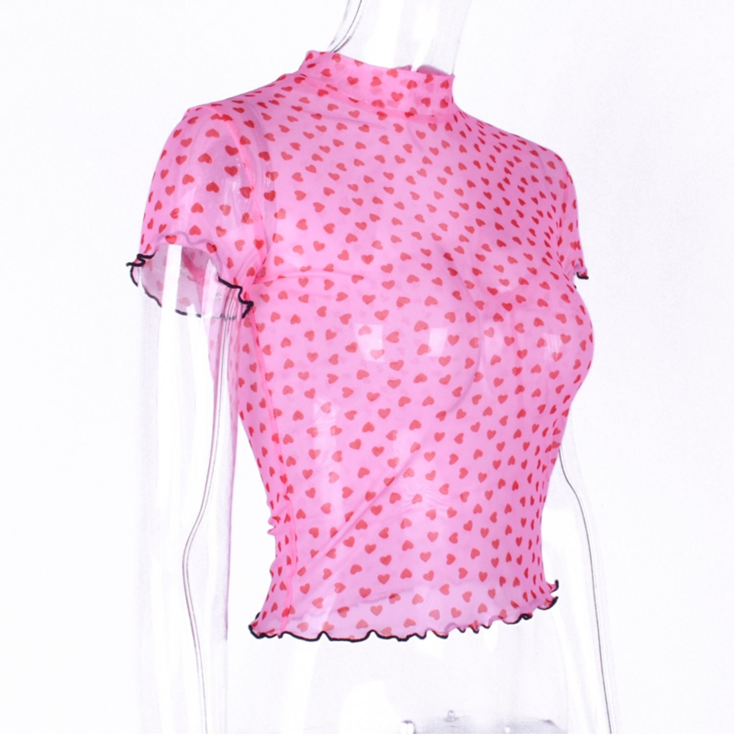 PINK HEART MESH PERSPECTIVE SHIRT BY22337