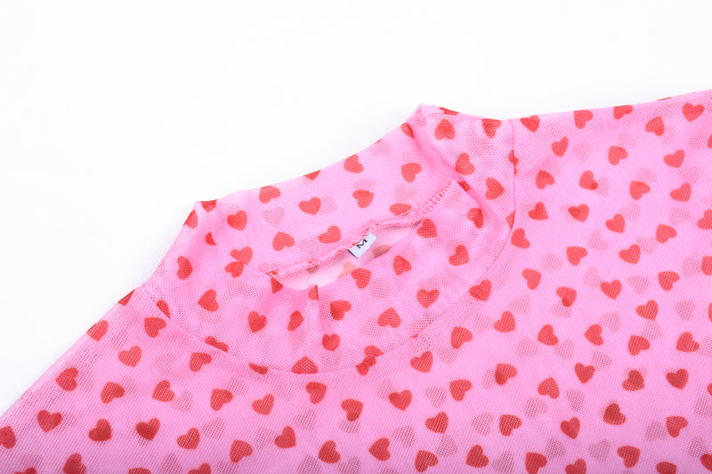 PINK HEART MESH PERSPECTIVE SHIRT BY22337