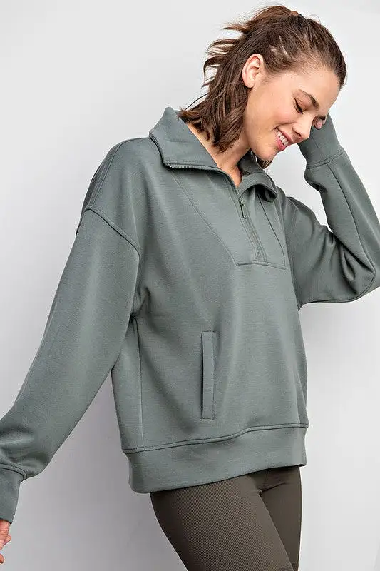 Quarter Zip Funnel Neck Pullover