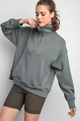 Quarter Zip Funnel Neck Pullover