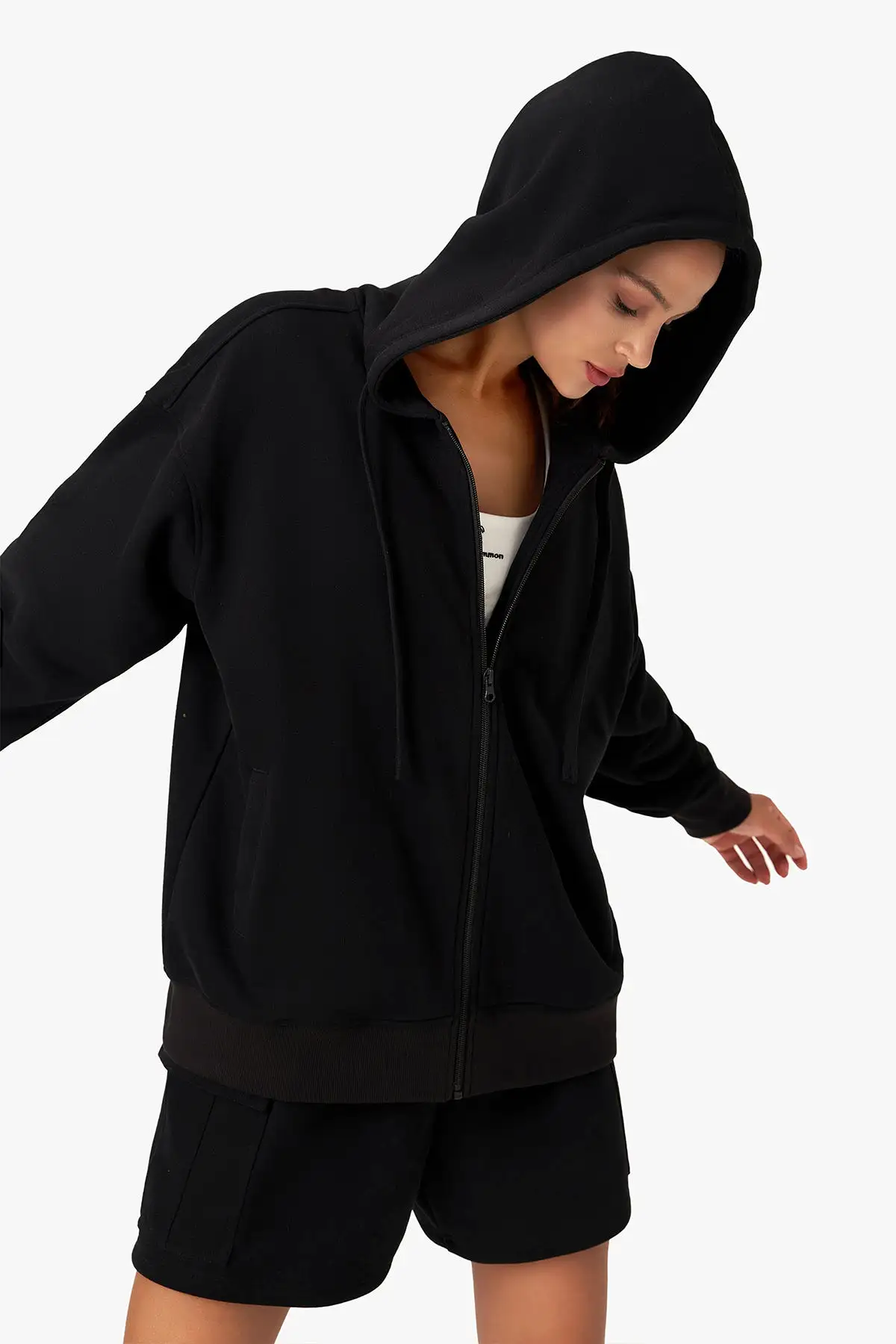 Relaxed Hooded Cardigan Sweatshirt