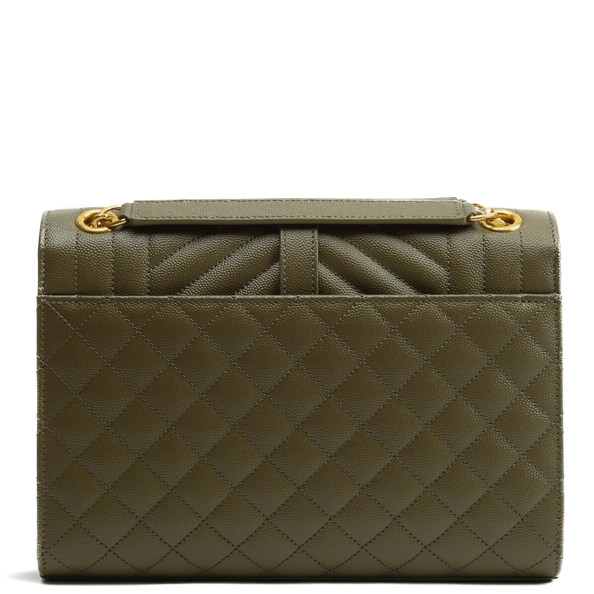 SAINT LAURENT Medium Envelope Triquilt Flap Bag - Khaki