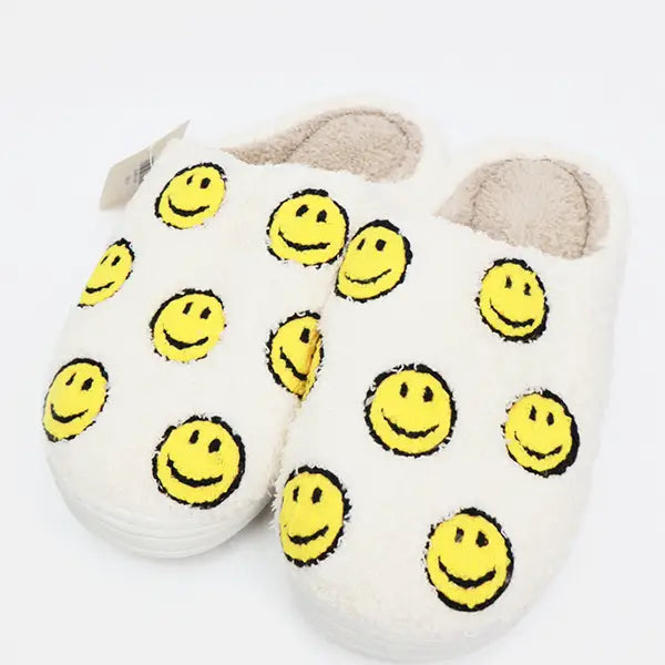 Smiley Face Fuzzy Fleece Soft Slipper