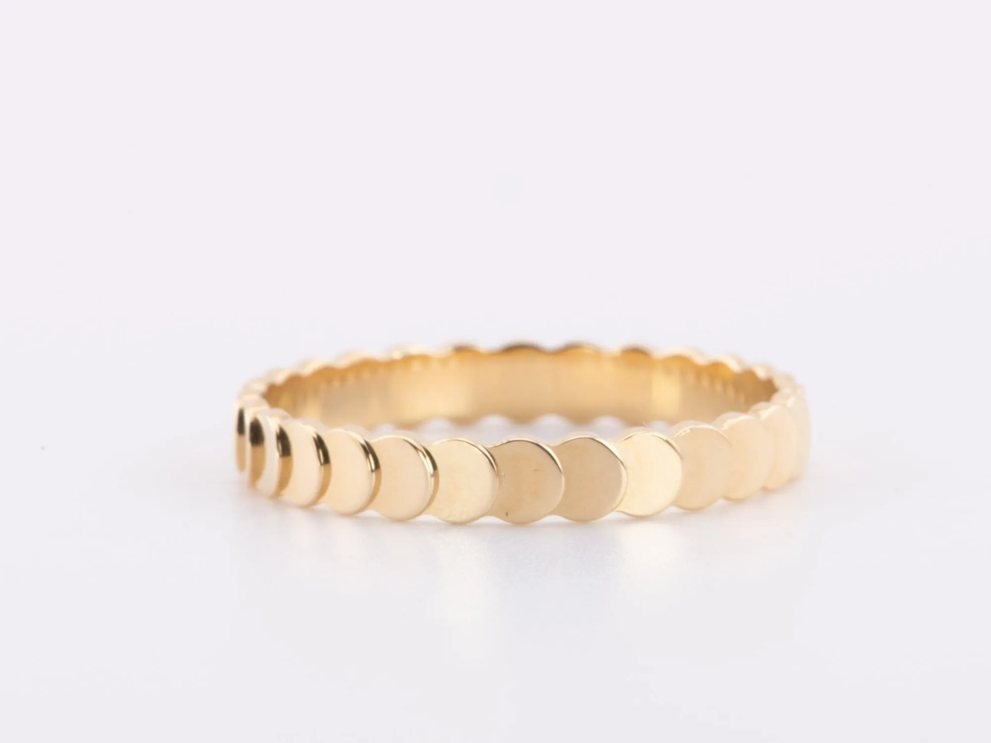 Solid 18K Gold Unique Circle Flap Stacking Band R5065