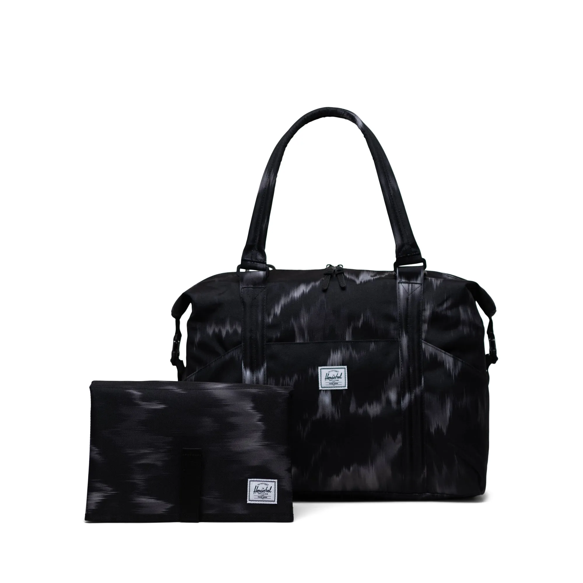 Strand Duffle Diaper Bag Blurred Ikat Black