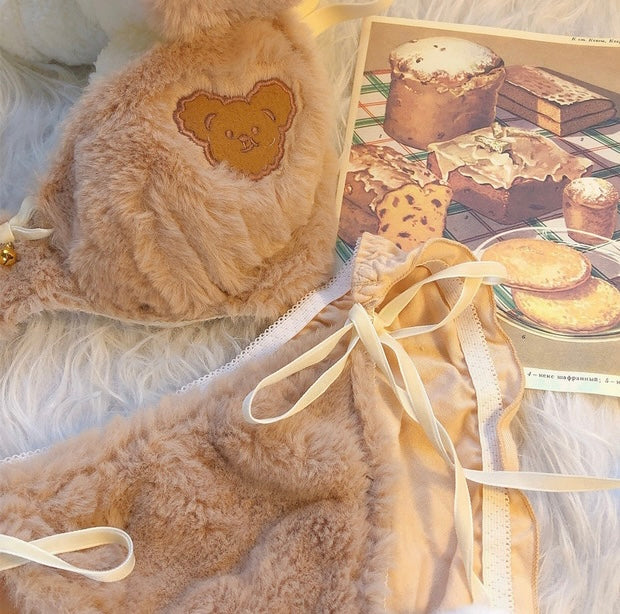 teddy bear fleece bralette girly