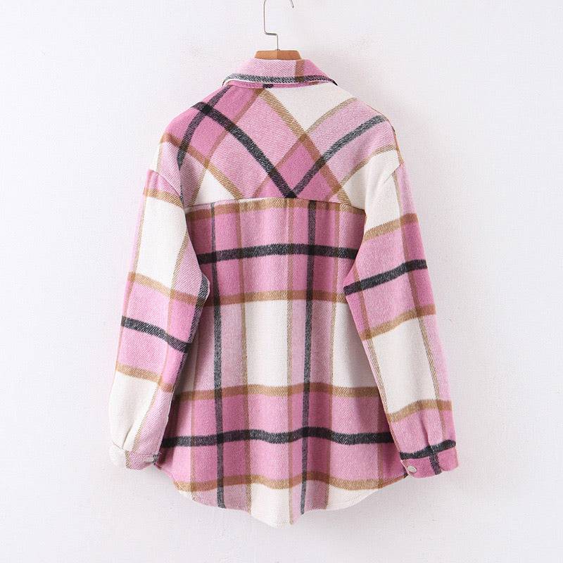 Thick Woven Plaid Loose Shirt