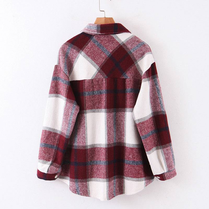 Thick Woven Plaid Loose Shirt