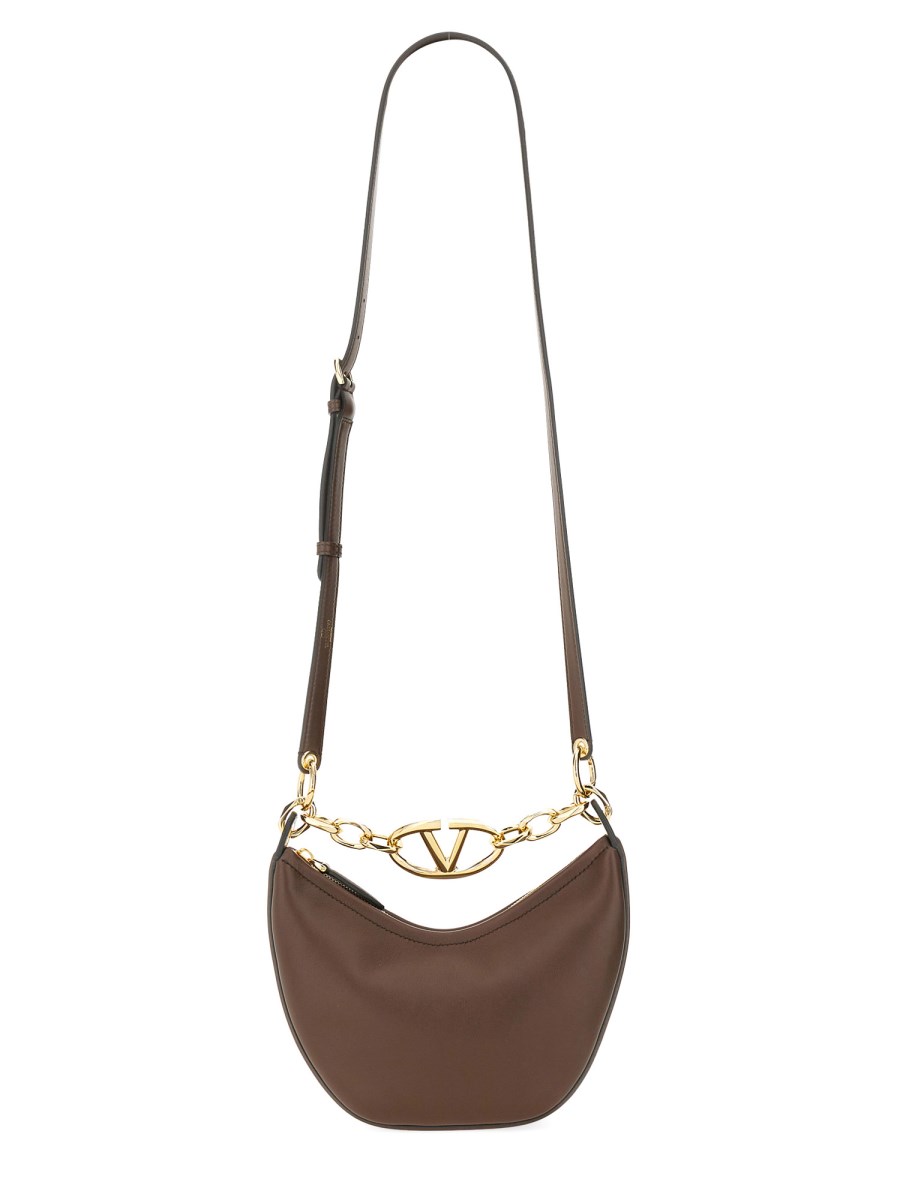 VALENTINO GARAVANI    MINI VLOGO MOON LEATHER HOBO BAG