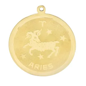 Vintage 14 Karat Yellow Gold Aries Zodiac Medallion Pendant Charm