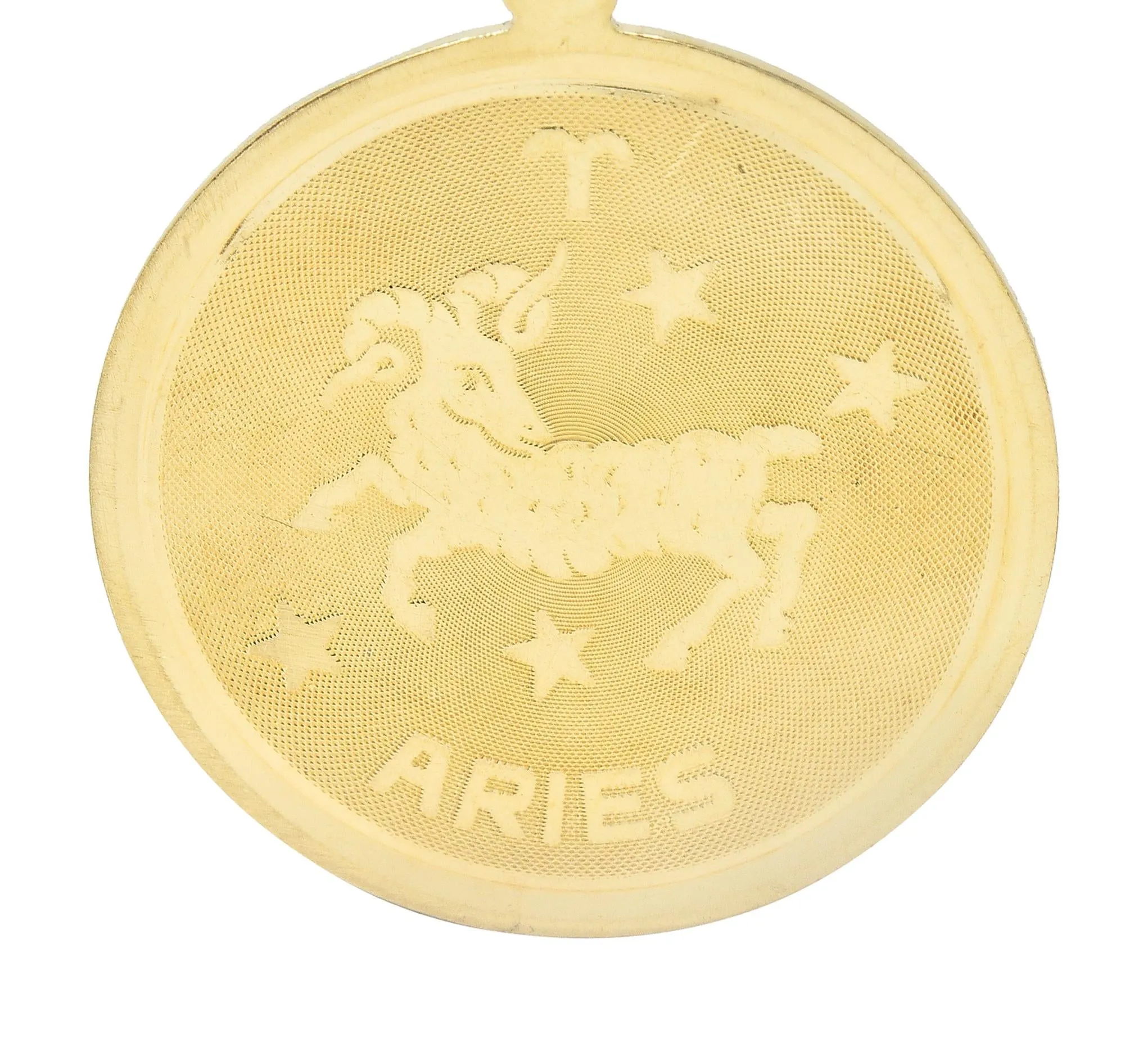 Vintage 14 Karat Yellow Gold Aries Zodiac Medallion Pendant Charm