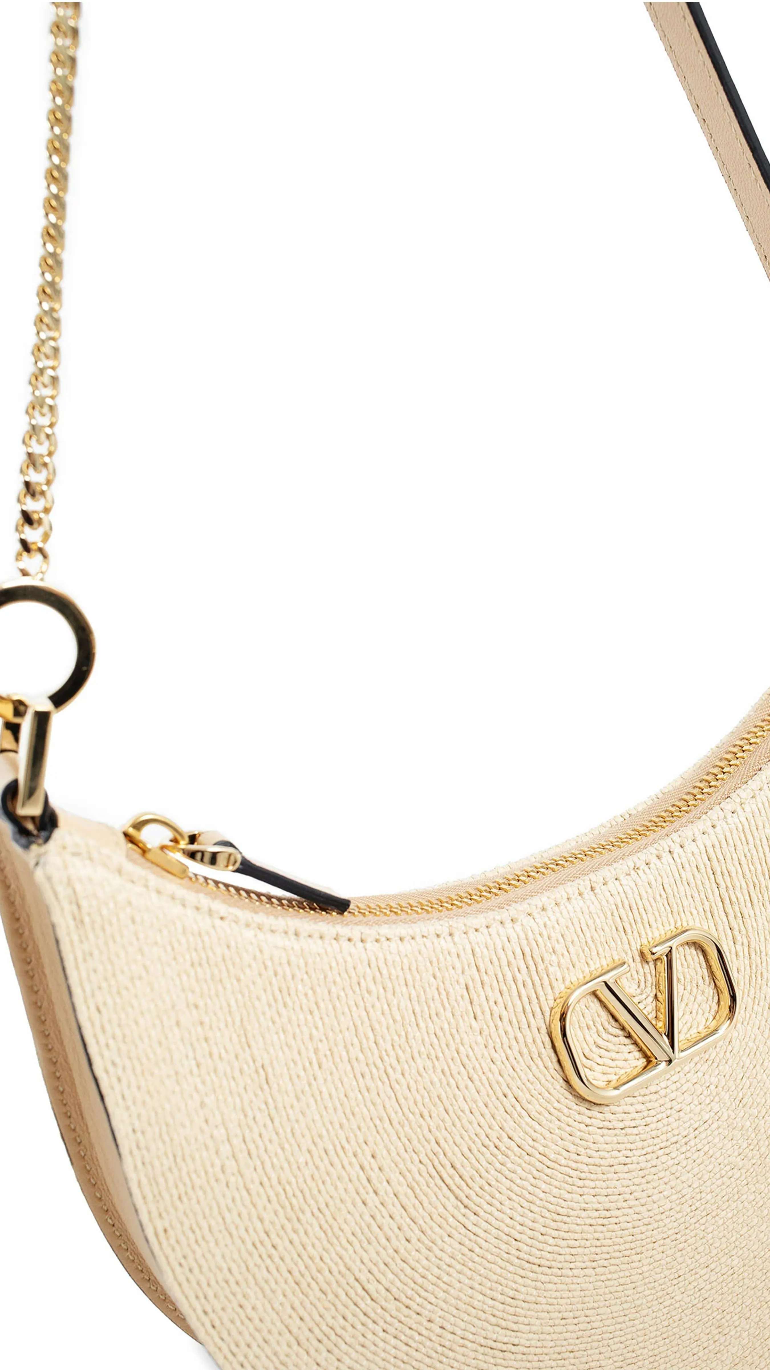 Vlogo Signature Mini Hobo Bag in Woven Raffia - Natural