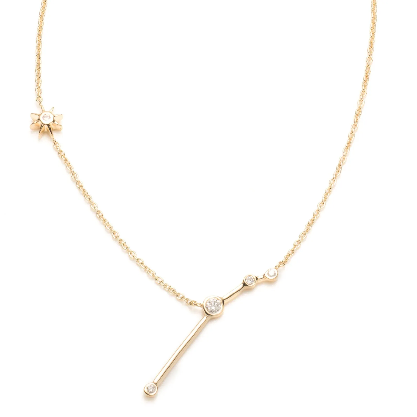 Zodiacs 14K & Diamond Aries + Fire Necklace