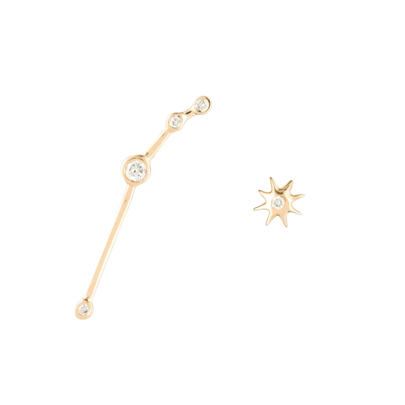 Zodiacs 14K & Diamond Aries + Fire Stud Set